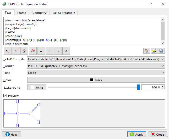 The equation editor using a locally installed LaTeX compiler.