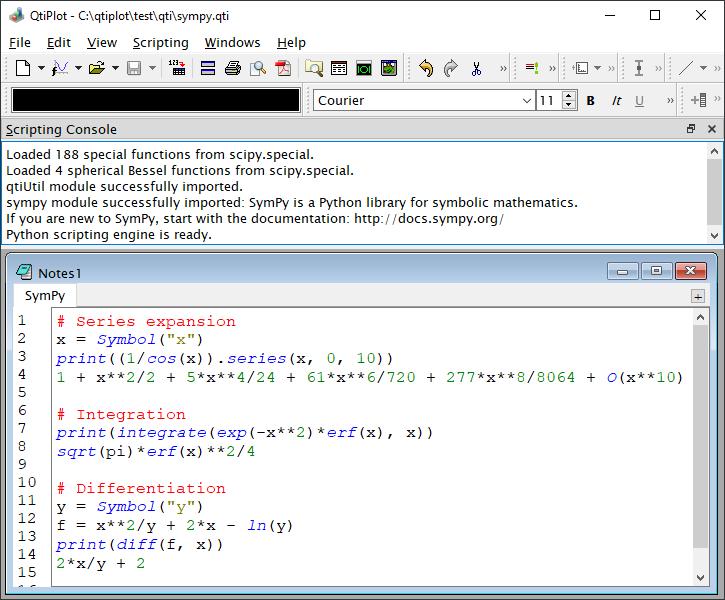 QtiPlot turns into a full-featured computer algebra system (CAS) via SymPy.